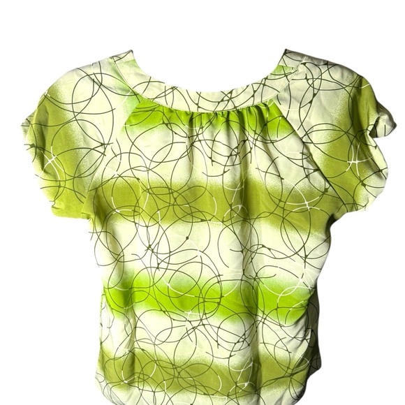 Apostrophe Flutter Sleeve Green and White Blouse - Picture 2 of 3